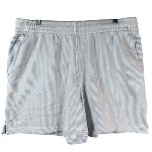 Todd Snyder Seersucker Stripe Shorts Mens L Blue White Elastic Waist Stretch